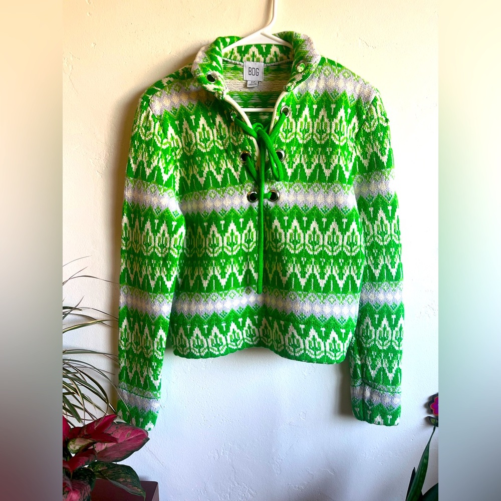 Urban Outfitters Green BDG Lace-up Sweater